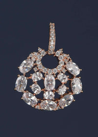 Rose Gold Plated Studs In Round Motif With Crystals And Stones Online - Kalki Fashion