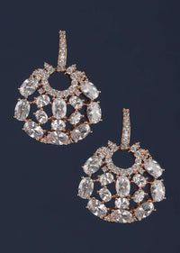 Rose Gold Plated Studs In Round Motif With Crystals And Stones Online - Kalki Fashion