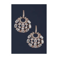 Rose Gold Plated Studs In Round Motif With Crystals And Stones Online - Kalki Fashion