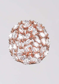 Rose Gold Plated Studs With Leaf Cut Crystals In Abstract Pattern Online - Kalki Fashion