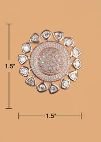 Rose Gold Plated Studs With Stones And Carved Floral Pattern Online - Kalki Fashion