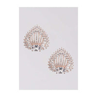 Rose Gold Plated Studs With Stones And Crystals In Spade Pattern Online - Kalki Fashion