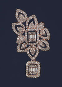 Rose Gold Studs In Floral Pattern With Stones And Bugle Beads Online - Kalki Fashion