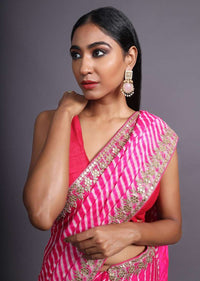 Rose Pink Saree With Lehariya Print And Gotta Patti Embroidered Buttis And Border Online - Kalki Fashion