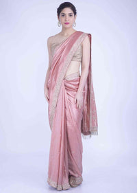 Rose Pink Saree In Silk With Salli Fringes On The Pallu Online - Kalki Fashion