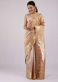 Taupe Brown Woven Kanjivaram Silk Saree