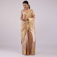 Taupe Brown Woven Kanjivaram Silk Saree