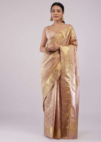 Taupe Brown Woven Kanjivaram Silk Saree