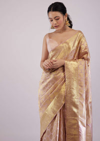 Taupe Brown Woven Kanjivaram Silk Saree