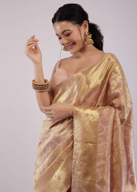 Taupe Brown Woven Kanjivaram Silk Saree