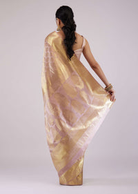 Taupe Brown Woven Kanjivaram Silk Saree