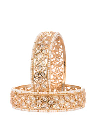 Rose Gold Bangles In Handcrafted Kundan Polki