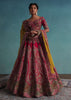 Rose Pink Embroidered 16 Kali Bridal Lehenga In Raw Silk