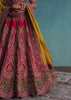 Rose Pink Embroidered 16 Kali Bridal Lehenga In Raw Silk