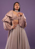 Dusty Pink Lehenga Set In Crush Sequins And Satin