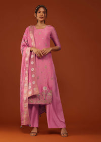 Rouge Pink Bandhani Printed Kurti And Palazzo Set