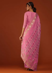 Rouge Pink Bandhani Printed Kurti And Palazzo Set