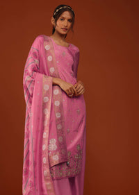 Rouge Pink Bandhani Printed Kurti And Palazzo Set