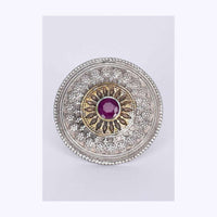 Round oxidized earring with pink bead at the center only on Kalki