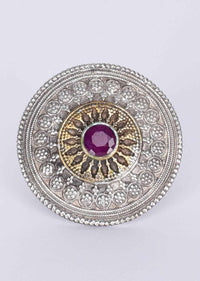 Round oxidized earring with pink bead at the center only on Kalki