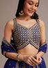Royal Blue Bandhani Lehenga Set With Zari Butti And Sequins Work