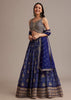 Royal Blue Bandhani Lehenga Set With Zari Butti And Sequins Work