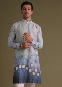 Royal Blue Printed Casual Kurta In Cotton Silk