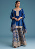 Royal Blue Silk Palazzo Set With Zari And Sequins Work