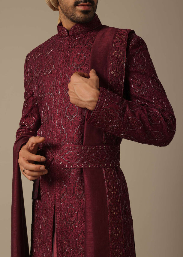 Royal Embroidered Grooms Sherwani Set