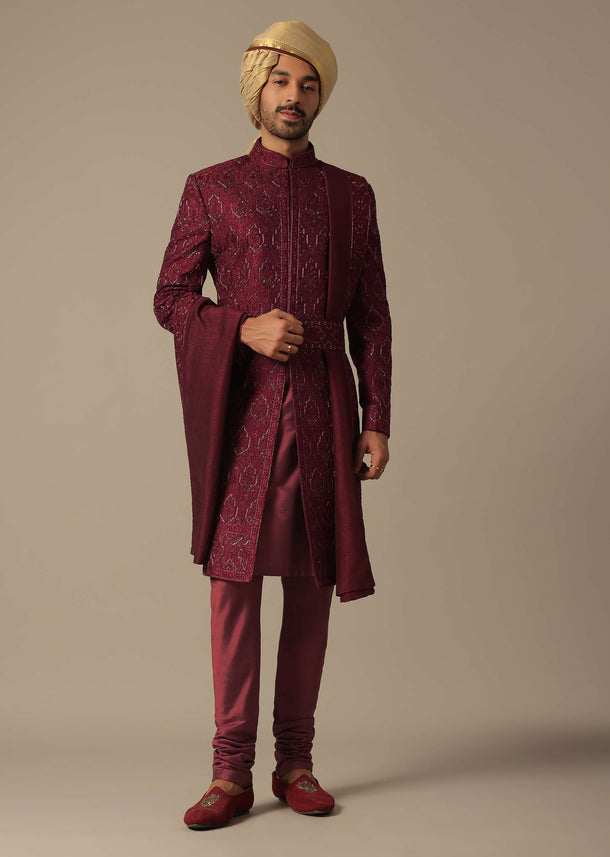 Royal Embroidered Grooms Sherwani Set