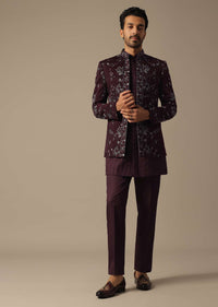 Royal Purple Silk Jodhpuri Sherwani Set