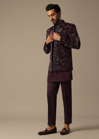 Royal Purple Silk Jodhpuri Sherwani Set