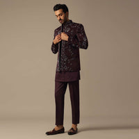 Royal Purple Silk Jodhpuri Sherwani Set