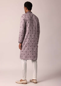 Royal Purple Silk Kurta Set For Men