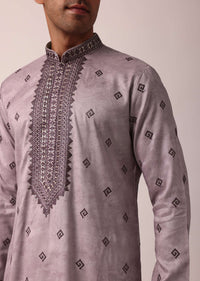 Royal Purple Silk Kurta Set For Men