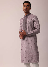 Royal Purple Silk Kurta Set For Men