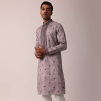 Royal Purple Silk Kurta Set For Men