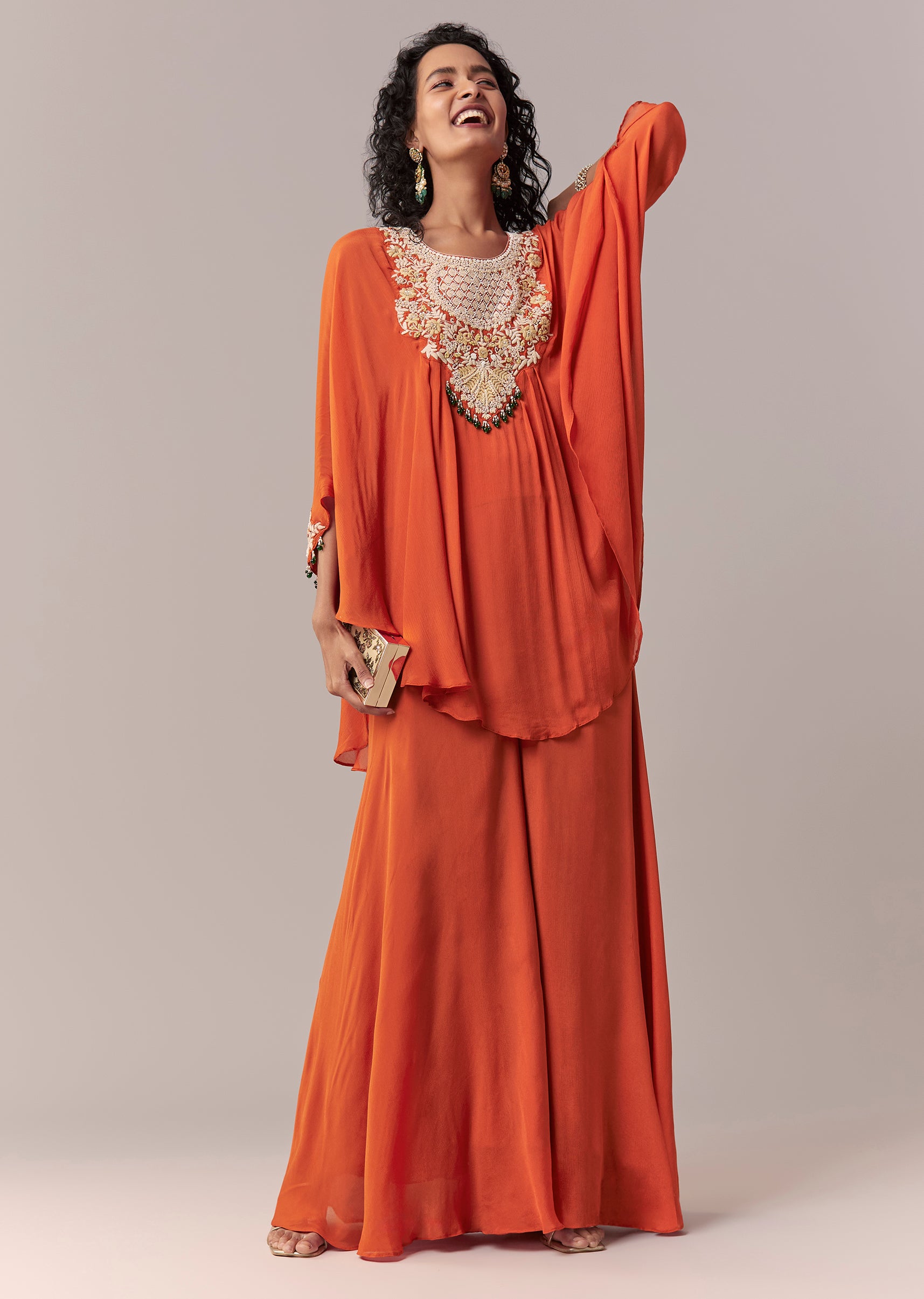 Buy Rust Cape Co-ord Set with Palazzo | KALKI Fashion | KALKI FASHION UK