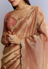 Rust Orange Tissue Saree With Zardosi Beads And Sequins Embroidery