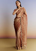 Rust Orange Tissue Saree With Zardosi Beads And Sequins Embroidery