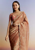 Rust Orange Tissue Saree With Zardosi Beads And Sequins Embroidery