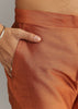 Rust Pashmina Silk Kurta Set With Stone Embellishment