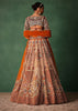 Rust Hand Work Lehenga With Velvet Blouse And Dupatta