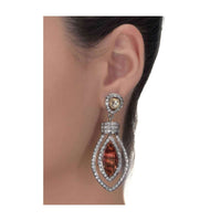 Rustic Crystal Earrings With Stone And Kundan Work On Grey Metal Online - Kalki Fashion