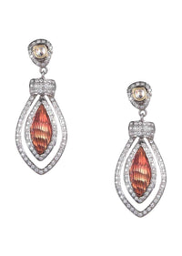 Rustic Crystal Earrings With Stone And Kundan Work On Grey Metal Online - Kalki Fashion