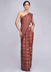 Rustic Red Saree In Patola Printed With Tassels On The Pallu Online - Kalki Fashion