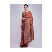 Rustic Red Saree In Patola Printed With Tassels On The Pallu Online - Kalki Fashion