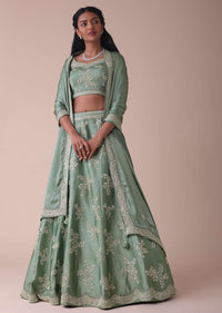 Pista Green Lehenga With Handwork Embroidery