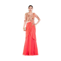 Salmon Peach Gown Saree