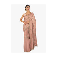 Salmon Peach Saree With Resham Embroidery And Fancy Tassel On The Border Online - Kalki Fashion